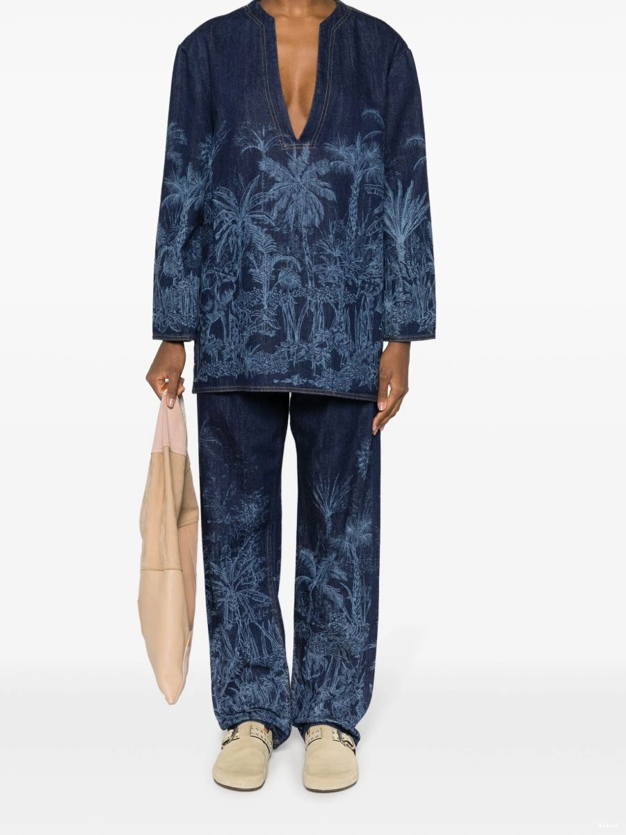 Affordable Toile Jouy Women Alanui de tunic denim Jungle 0821